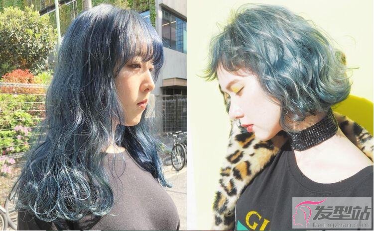 夏季蓝绿色发色图片